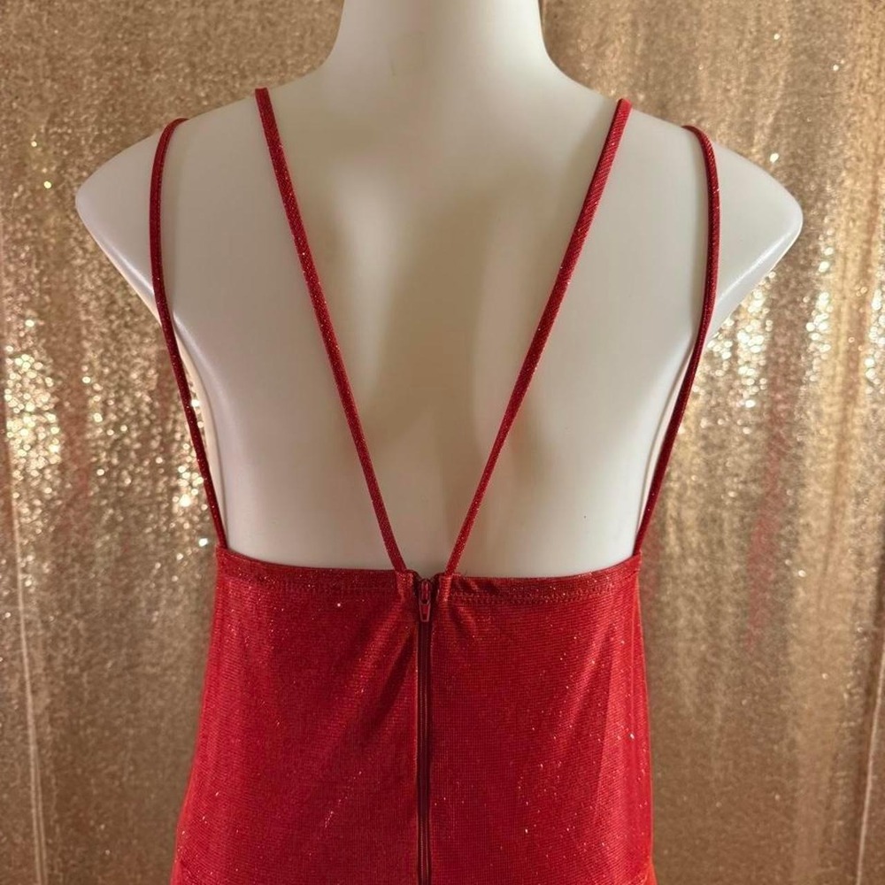 Red Sparkly Mini Dress Glitter Plus Size/Sizes 2XL-3XL - Picture 4 of 4